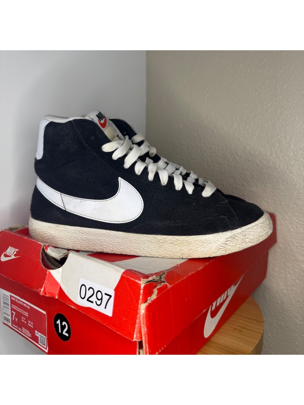 Nike Blazer Mid GS Black White Size 7Y DA4672-001 OG Box